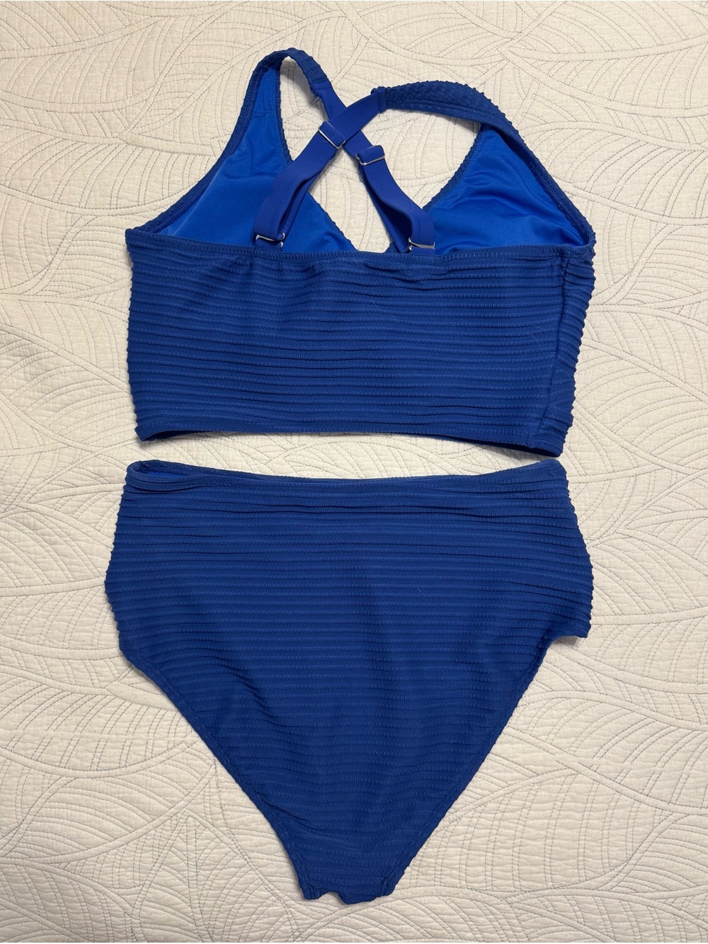 Worn once. Textured Royal Blue Two-Piece Bikini Set - Picture 2 of 2